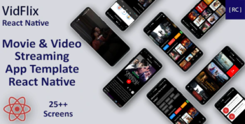 Movie Series Video Streaming Android App Template Video Streaming iOS App Template in React Native
