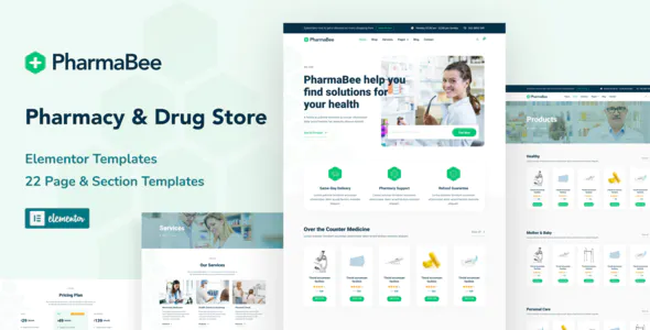 PharmaBee - Pharmacy & Drug Store Website Elementor Template Kit