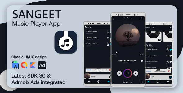 Sangeet Music Player - Android App - with Admob Ads - Mobile