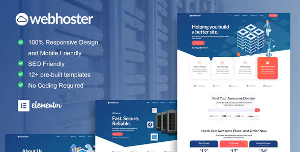 WebHoster - Web Hosting Service Elementor Template Kit
