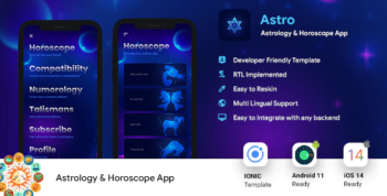 Astrology & Horoscope Android App Template + iOS App Template - IONIC 5 - Astro