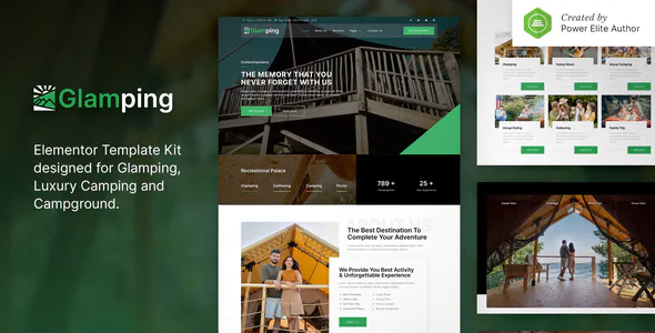 Glamping – Luxury Camping & Campground Elementor Template Kit