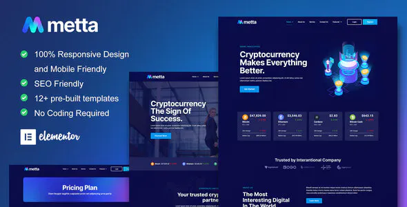 Metta - Cryptocurrency Blockchain & Bitcoin Elementor Template Kit