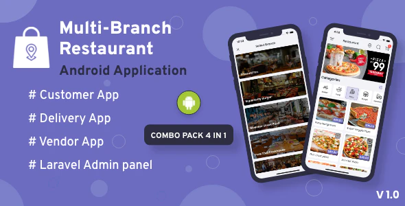 Multi-Branch Restaurant - Android User + Delivery Boy + Vendor Apps With Laravel Admin Panel