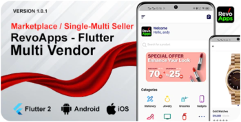 Revo Apps Multi Vendor - Flutter Marketplace E-Commerce Full App Android iOS