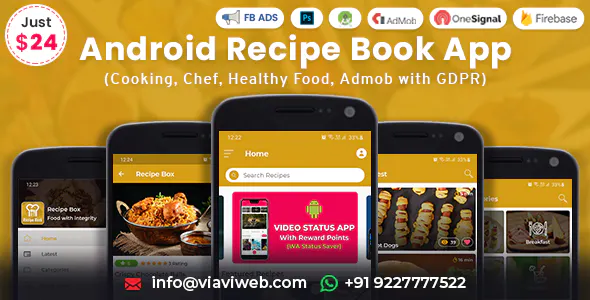 Android Recipe Book App (Cooking,Chef,Healthy Food, Admob with GDPR)
