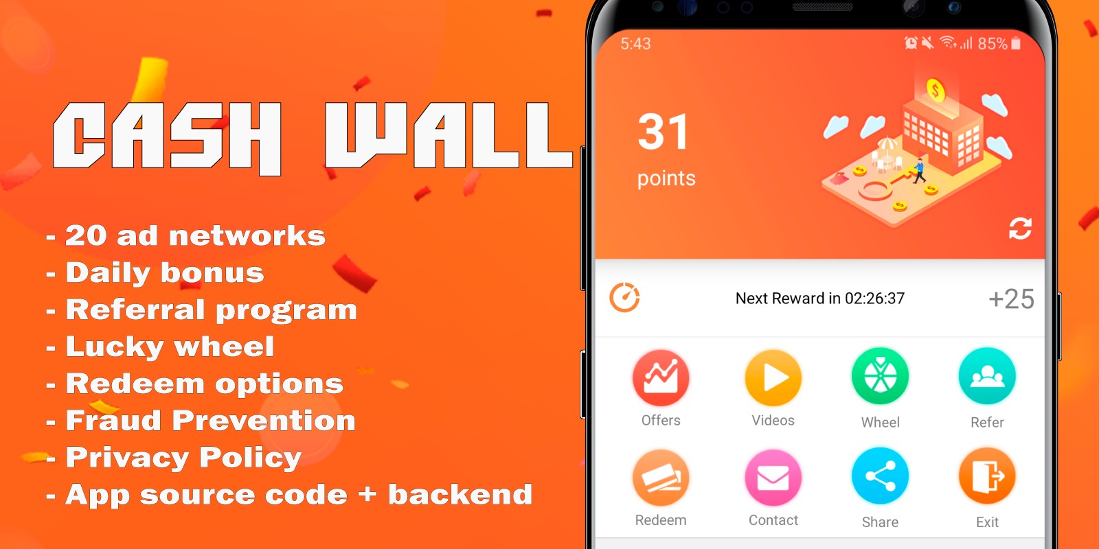 Cash Wall - Android Rewards App Source Code