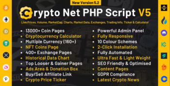 Crypto Net - CoinMarketCap, Prices, Chart, Exchanges, Crypto Tracker, Calculator & Ticker PHP Script