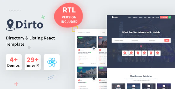 Dirto - Classified Directory & Listing React Template with Dashboard