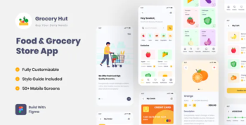 Grocery Hut - Food & Grocery Store App Figma UI Template