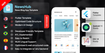 News & Blog Magazine Android + iOS App Template - Flutter 2 - Newshub