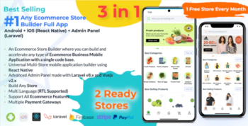Any Ecommerce Store Builder Full App - React Native (Android\iOS) + Admin Panel