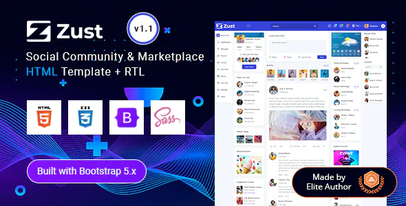 Zust - Social Community & Marketplace HTML Template