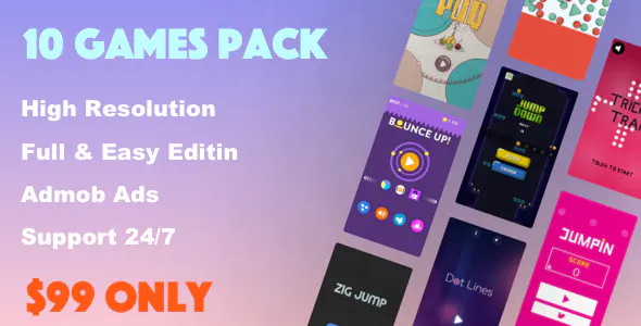 10 Game Mega Bundle - Trending Games (Admob+ready to publish)