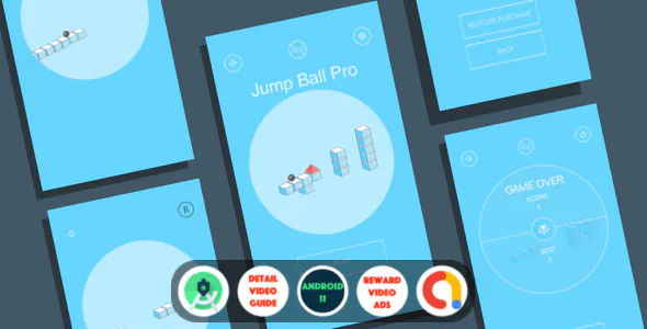Jump Ball Pro (Android Studio+Admob+Reward Video ads+Inapp purchase+Leaderboards)