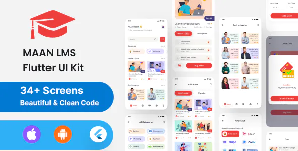 Maan LMS- Student Mobile App Flutter iOS & Android UI Kit
