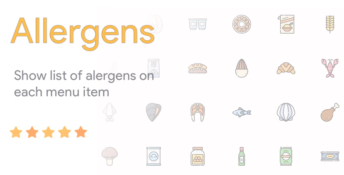 Allergens on each menu item - Mobidonia