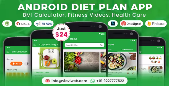 Android Diet Plan App (BMI Calculator, Fitness Videos, Health Care)