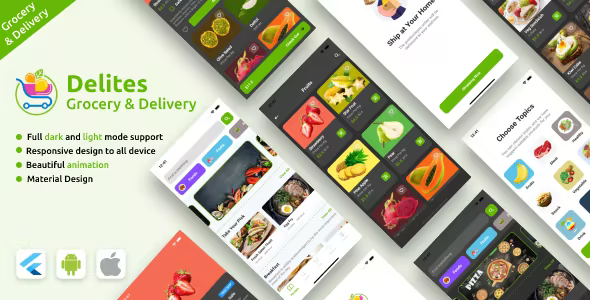 Grocery, Food Order & Delivery Android App Template + iOS App Template - Flutter - Delites