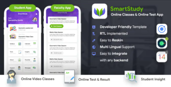 Online Classes & Online Test Android + iOS App Template - 2 Apps Student + Teacher - IONIC 6