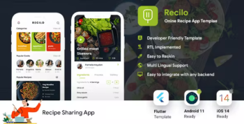 Online Recipes & Cooking Android + iOS App Template - Flutter 2 - Recilo