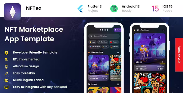 2 App Template - NFT Marketplace App- NFT buying selling App - NFTez