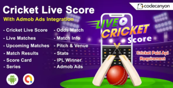 Android Cricket App - Cricket live score with Admob (version - 4) (Android 12 Supported)