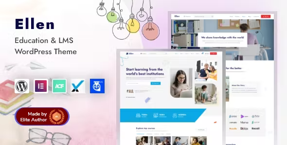 Ellen - LMS Education & Online Courses Coaching Elementor WordPress Theme