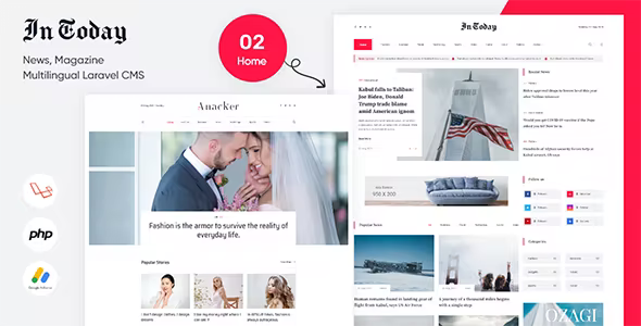 Intoday - News, Magazine Multilingual Laravel CMS