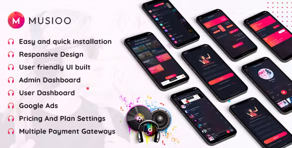 Musioo - Online Music Streaming Platform Flutter App with Admob Ads