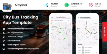 City Bus Tracking & Booking Android & iOS App Template - 2 Apps Driver + Passenger - IONIC 6 - Bustapp