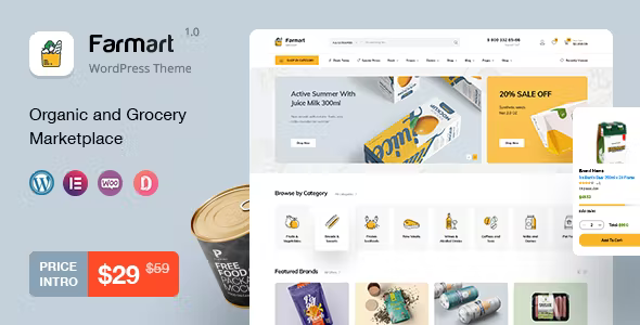 Farmart - Organic & Grocery Marketplace WordPress Theme