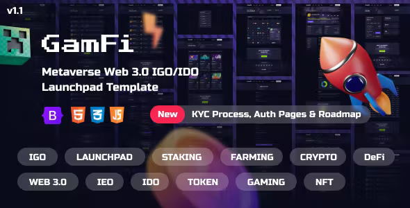 GamFi - Metaverse Web3 IGO Launchpad HTML5 Template