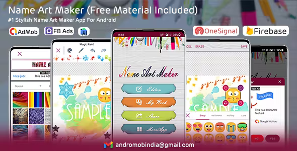 Name Art Maker Android App (Materials Included) - Admob & FAN