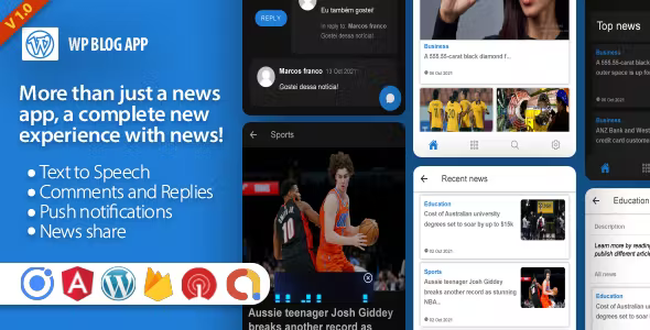 Wp Blog App - Mobile App for WordPress Blogs/News Website - Android - Ionic 6 - Capacitor 3 - Angular - Full