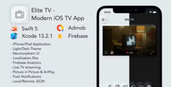 Elite TV - Modern Neumorphism UI TV App for iOS