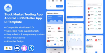 GoGrow: Stock Market Trading App - Charts - Wallet Android + iOS Flutter App UI Template