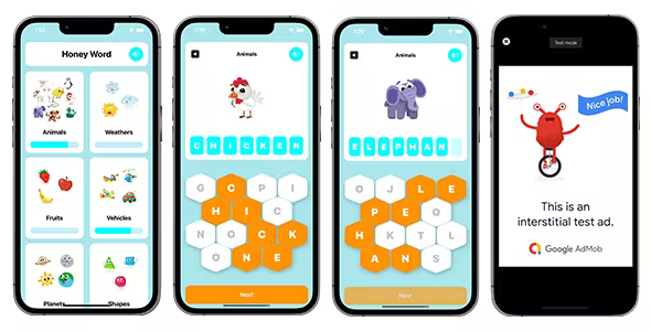 Honey Word Puzzle Game - SwiftUI Full iOS Game For Kids