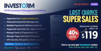 Investorm - Advanced HYIP Investment Management Platform 1.3.1