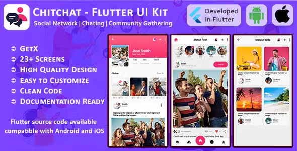 ChitChat - Social Network, Chat, Community Gathering - Flutter Mobile UI Template/Kit (Android, iOS)