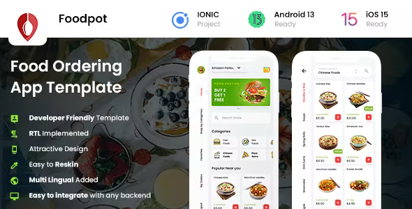 2 App Template - Online Food Ordering App - Best Food App - Foodpot