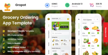 2 App Template - Online Grocery Ordering App - Grocery App - Gropot