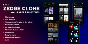5 in 1- Zedge clone - Wallpaper and Ringtones - Android + iOS + Admin panel + Artist panel + website