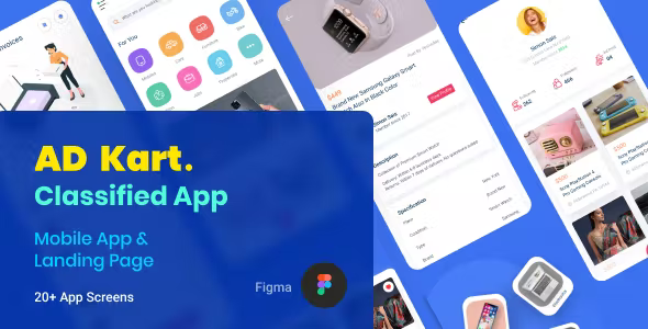 AdKart - Classified Ad Mobile App and Landing Page Figma Template