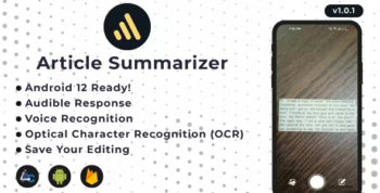 Article Summarizer - OCR, Voice Typing, Audible Output - Android Studio, AdMob, OneSignal
