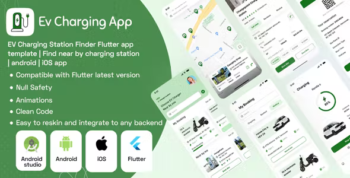 EV Charging Station Finder Flutter app template - Find near by charging station - android - iOS app