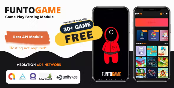 FuntoGame Ads Earning Module - Admob Mediation with Facebook + Applovin + Unityads + Chartboost