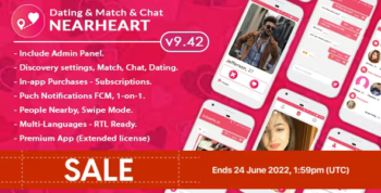 Nearheart - Android Native Dating Tinder Clone App with Admin panel