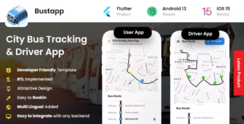 4 App Templates - City Bus Tracking App - Bus Ticket Booking App - City Bus Driver & Rider App - Bustapp