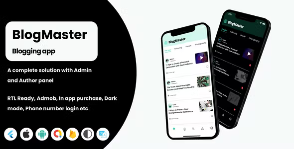 Blog master - Flutter app - iOS - Android - Admin panel - Author panel